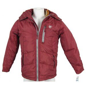 NEW Timberland Little Boys Winter Jacket!  Red  Fleece Lined  Hood  Insulated